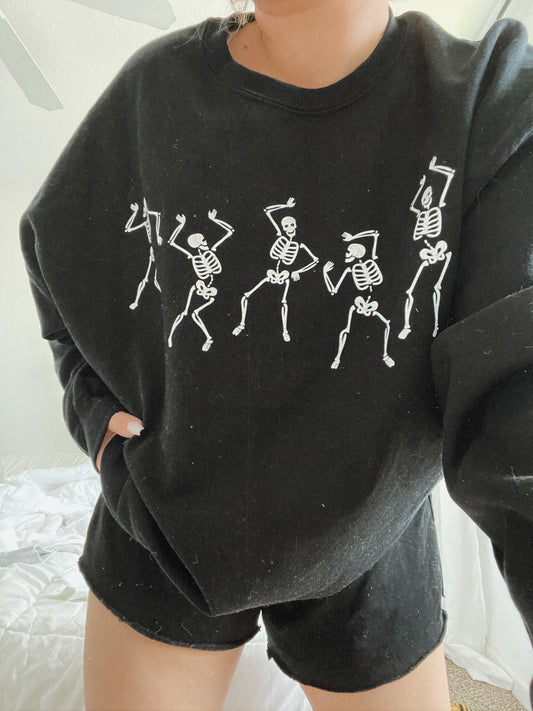 Black Skeleton Crewneck Sweatshirt